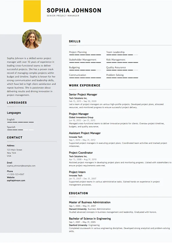 Senior Project Manager Resume