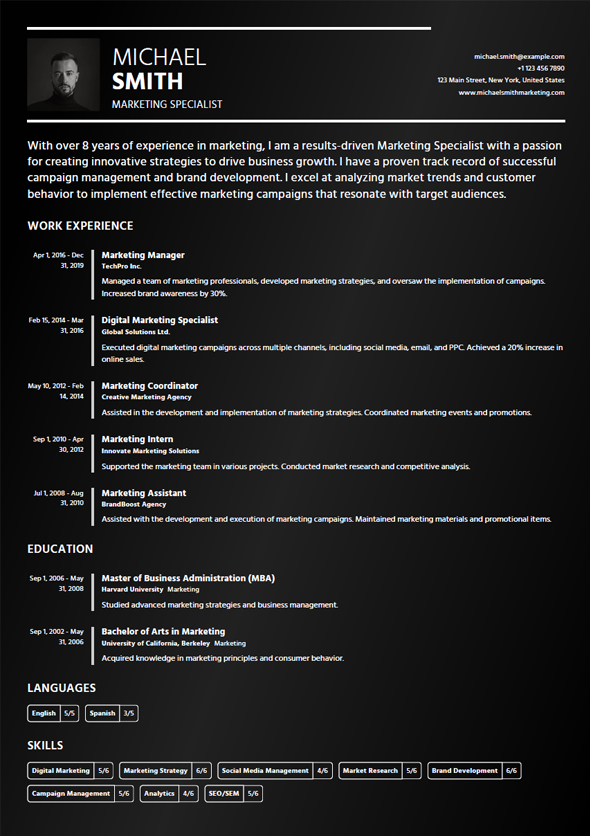 Marketing Specialist Resume